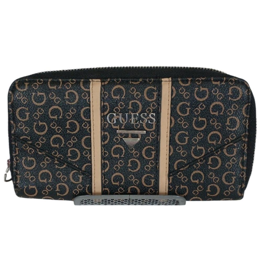 GUESS Monogram Black and Tan Wallet